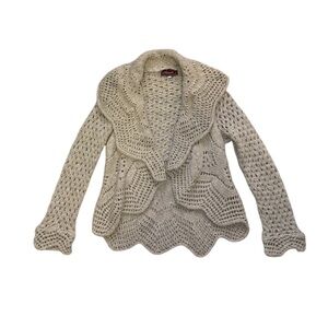 Vintage Y2K Ruffle Crochet Knit Cardigan Fairy Metallic Italian S/M